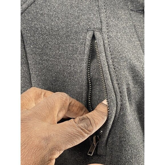 H&M Womens Jacket Coat Gray Knee Length Buttons Lined Pockets Mock Neck 12 New - Picture 4 of 10